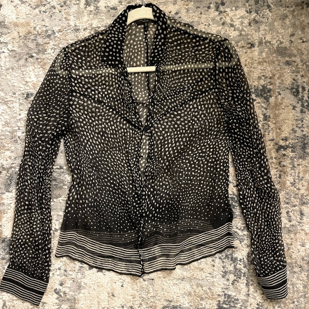 Sheer black and white rag & bone blouse, size small.